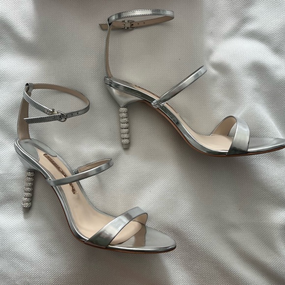 NWT Sophia Webster Rosalind Crystal Mid Sandal Silver Size 39.5 - Picture 5 of 13